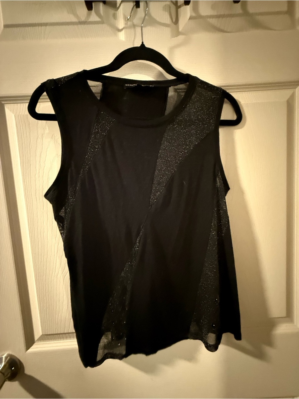 Generation Love Sleeveless Black Sparkle Panel Tank Top, Size M